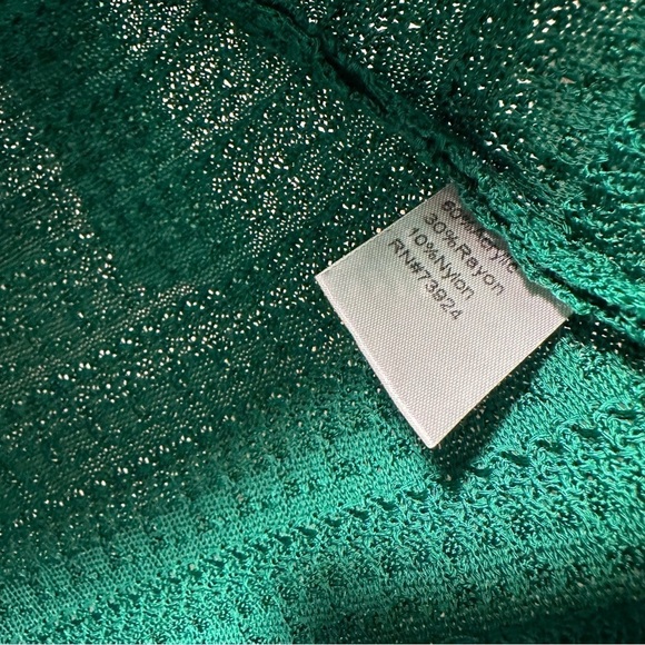 Ming Wang Green Textured Knit Suit Jacket Ribbon Trim Eye & Hook Black White PXS - Picture 10 of 15